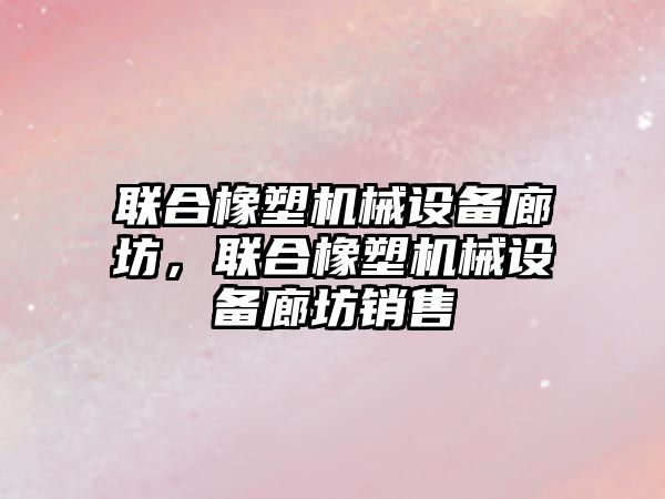 聯(lián)合橡塑機械設備廊坊，聯(lián)合橡塑機械設備廊坊銷售