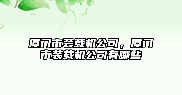 廈門市裝載機(jī)公司，廈門市裝載機(jī)公司有哪些