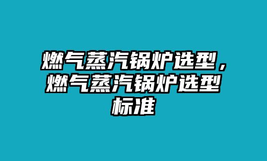 燃氣蒸汽鍋爐選型，燃氣蒸汽鍋爐選型標準