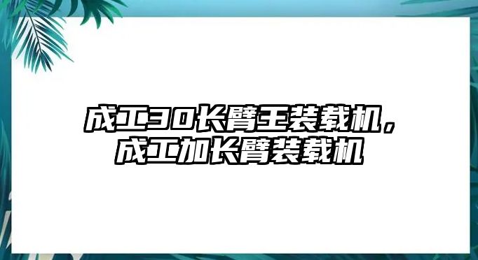 成工30長臂王裝載機，成工加長臂裝載機