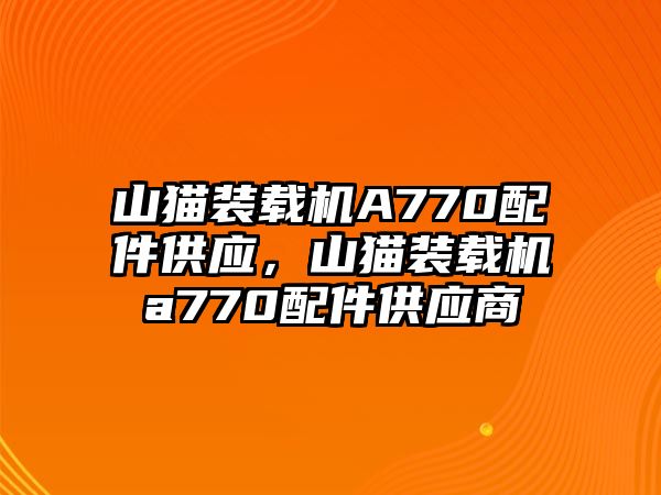 山貓裝載機(jī)A770配件供應(yīng)，山貓裝載機(jī)a770配件供應(yīng)商