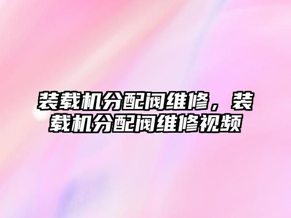 裝載機(jī)分配閥維修，裝載機(jī)分配閥維修視頻