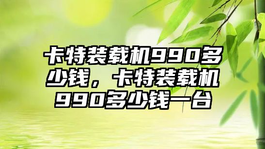 卡特裝載機990多少錢，卡特裝載機990多少錢一臺