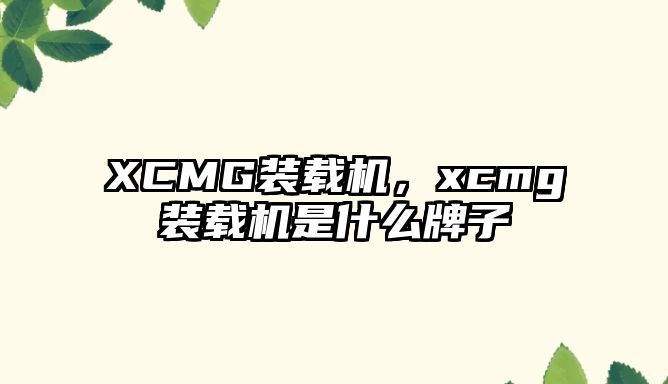 XCMG裝載機(jī)，xcmg裝載機(jī)是什么牌子