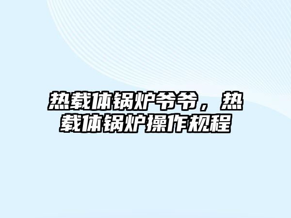 熱載體鍋爐爺爺，熱載體鍋爐操作規(guī)程