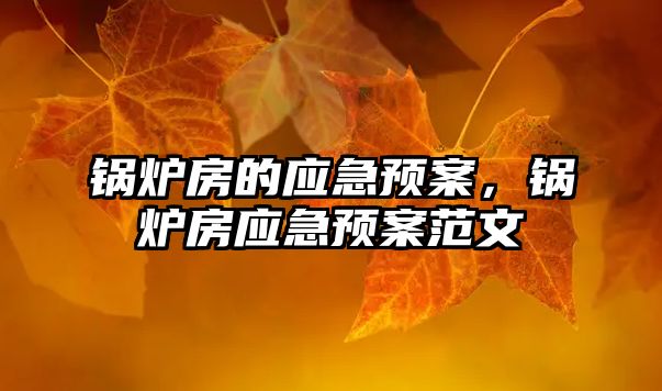 鍋爐房的應(yīng)急預(yù)案，鍋爐房應(yīng)急預(yù)案范文