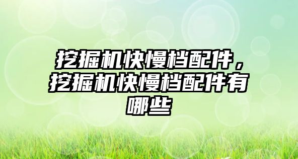 挖掘機快慢檔配件，挖掘機快慢檔配件有哪些