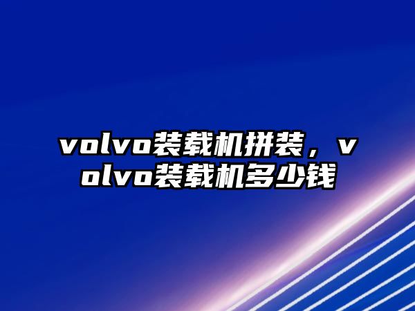 volvo裝載機(jī)拼裝，volvo裝載機(jī)多少錢