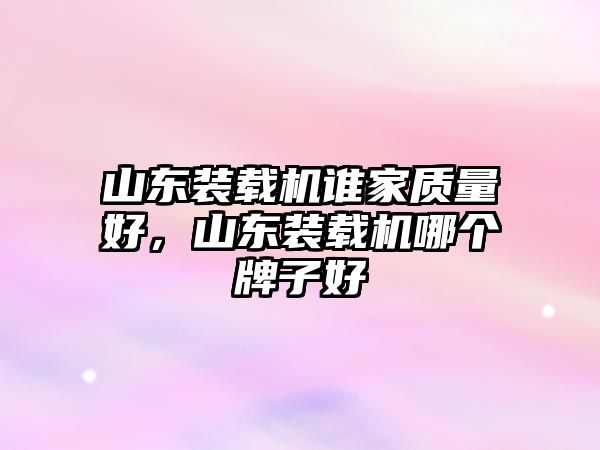 山東裝載機(jī)誰(shuí)家質(zhì)量好，山東裝載機(jī)哪個(gè)牌子好