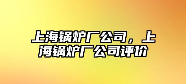 上海鍋爐廠公司，上海鍋爐廠公司評價