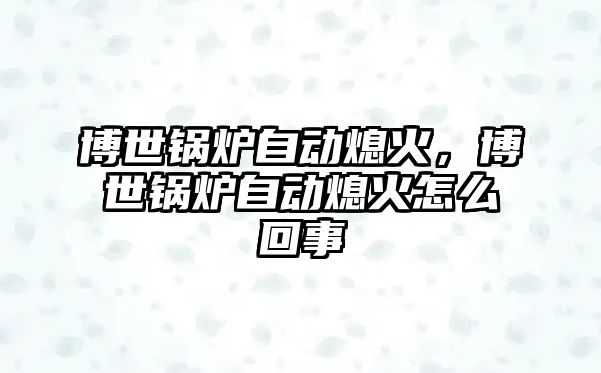 博世鍋爐自動熄火，博世鍋爐自動熄火怎么回事