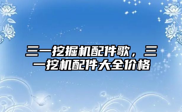 三一挖掘機配件歌，三一挖機配件大全價格