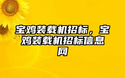 寶雞裝載機招標，寶雞裝載機招標信息網(wǎng)