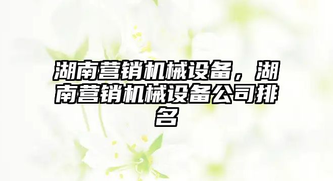 湖南營銷機械設備，湖南營銷機械設備公司排名