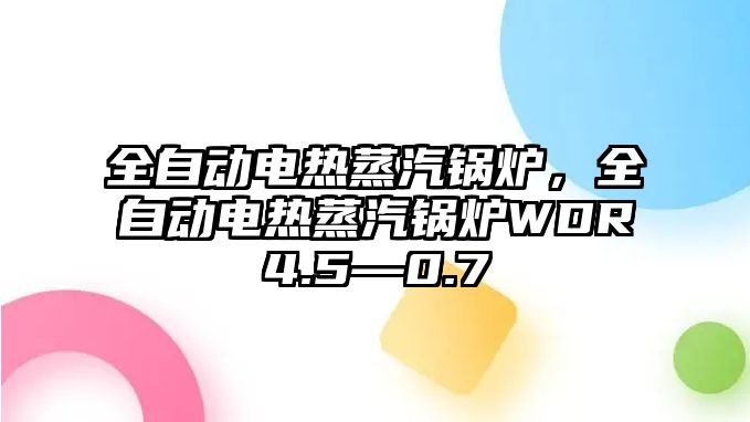 全自動電熱蒸汽鍋爐，全自動電熱蒸汽鍋爐WDR4.5—0.7