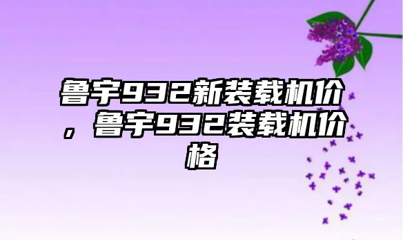 魯宇932新裝載機(jī)價，魯宇932裝載機(jī)價格