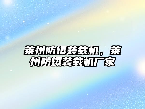 萊州防爆裝載機，萊州防爆裝載機廠家