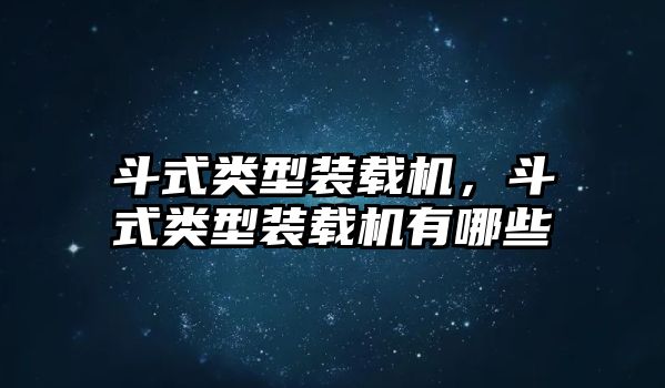 斗式類型裝載機，斗式類型裝載機有哪些