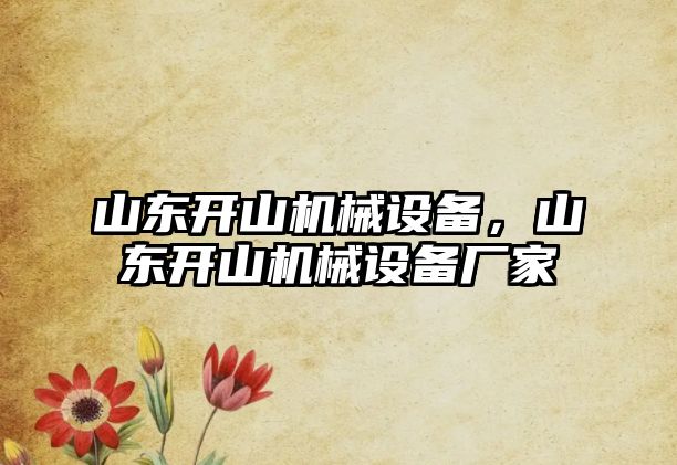 山東開山機械設(shè)備，山東開山機械設(shè)備廠家