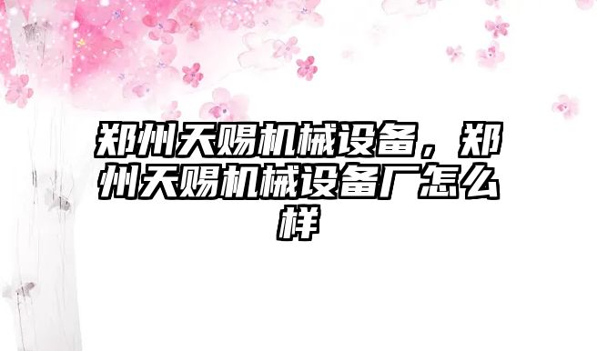 鄭州天賜機(jī)械設(shè)備，鄭州天賜機(jī)械設(shè)備廠怎么樣