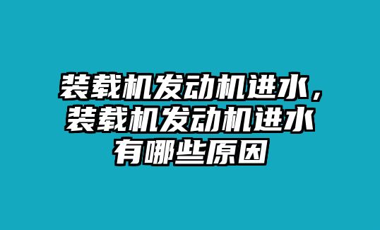 裝載機發(fā)動機進水，裝載機發(fā)動機進水有哪些原因