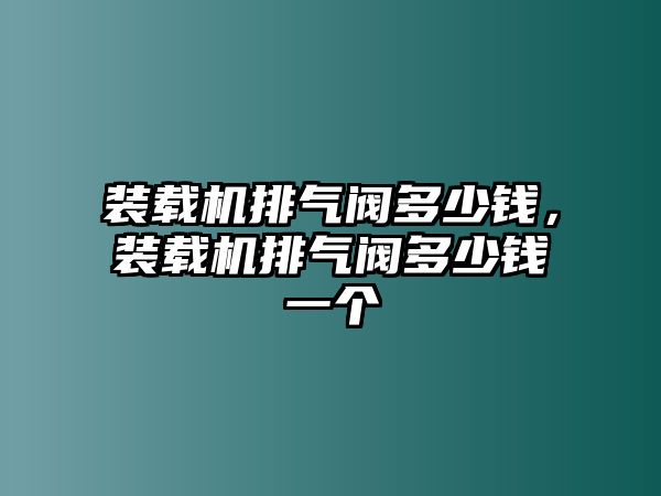 裝載機(jī)排氣閥多少錢，裝載機(jī)排氣閥多少錢一個(gè)