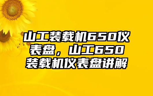 山工裝載機650儀表盤，山工650裝載機儀表盤講解