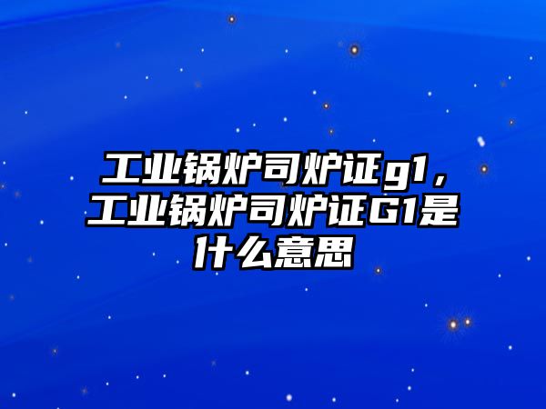 工業(yè)鍋爐司爐證g1，工業(yè)鍋爐司爐證G1是什么意思