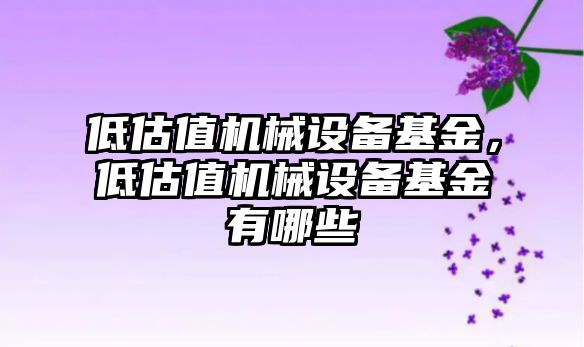 低估值機械設備基金，低估值機械設備基金有哪些