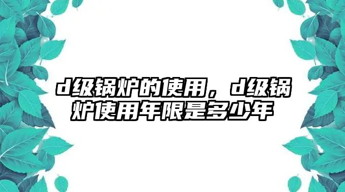 d級鍋爐的使用，d級鍋爐使用年限是多少年