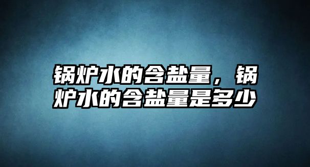 鍋爐水的含鹽量，鍋爐水的含鹽量是多少