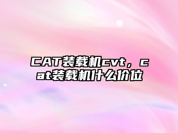 CAT裝載機(jī)cvt，cat裝載機(jī)什么價位