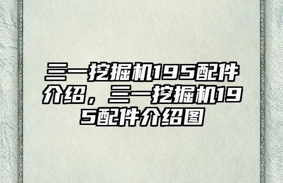 三一挖掘機195配件介紹，三一挖掘機195配件介紹圖