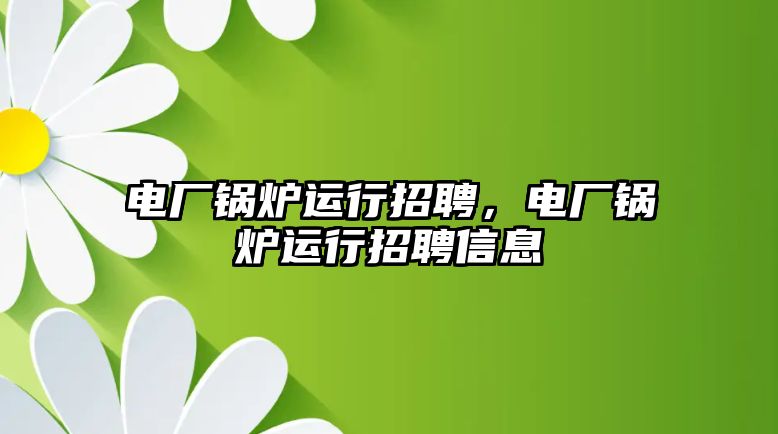 電廠鍋爐運行招聘，電廠鍋爐運行招聘信息