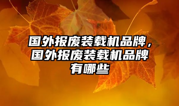 國(guó)外報(bào)廢裝載機(jī)品牌，國(guó)外報(bào)廢裝載機(jī)品牌有哪些