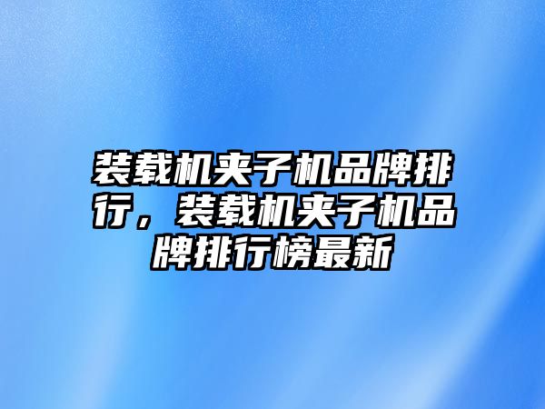 裝載機夾子機品牌排行，裝載機夾子機品牌排行榜最新