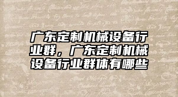 廣東定制機械設備行業(yè)群，廣東定制機械設備行業(yè)群體有哪些