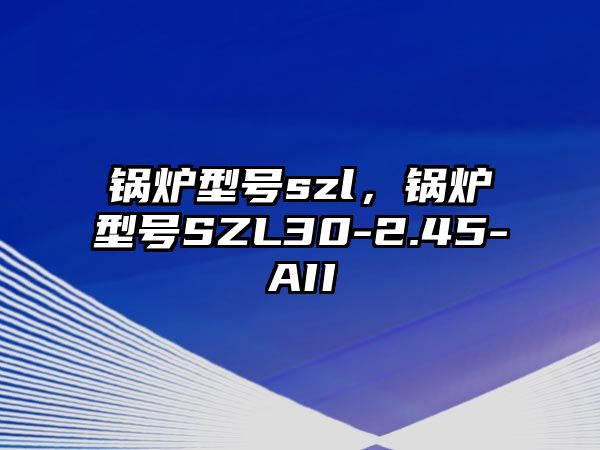 鍋爐型號szl，鍋爐型號SZL30-2.45-AII