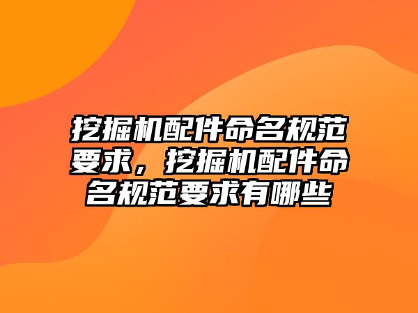 挖掘機配件命名規(guī)范要求，挖掘機配件命名規(guī)范要求有哪些