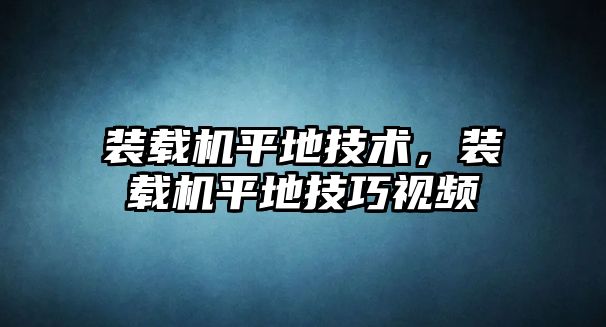 裝載機平地技術，裝載機平地技巧視頻