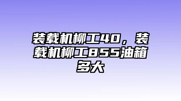 裝載機柳工40，裝載機柳工855油箱多大