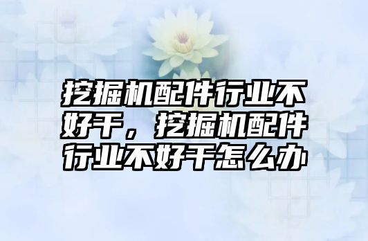 挖掘機(jī)配件行業(yè)不好干，挖掘機(jī)配件行業(yè)不好干怎么辦