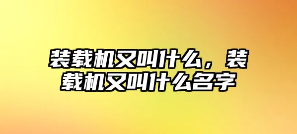 裝載機(jī)又叫什么，裝載機(jī)又叫什么名字