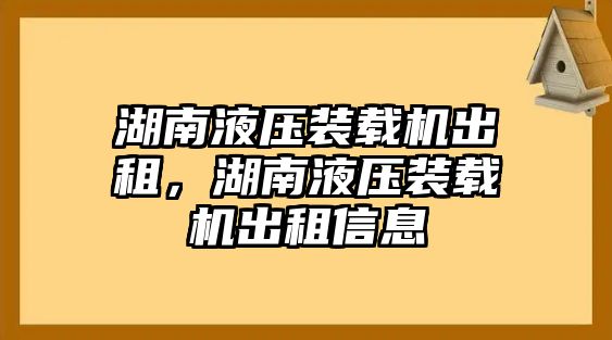 湖南液壓裝載機出租，湖南液壓裝載機出租信息