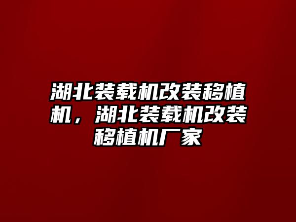 湖北裝載機改裝移植機，湖北裝載機改裝移植機廠家