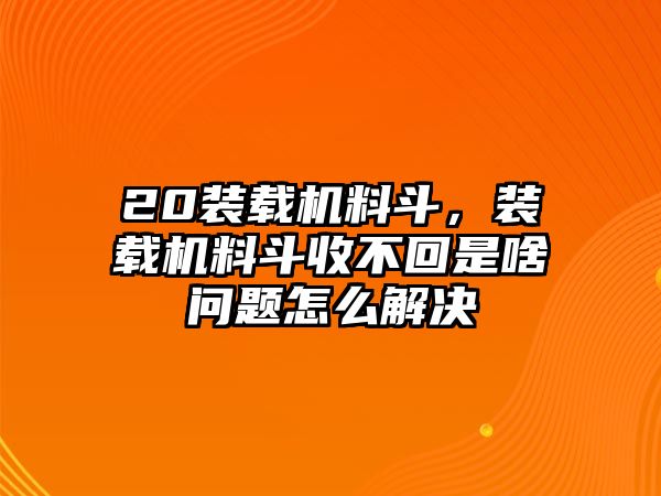 20裝載機(jī)料斗，裝載機(jī)料斗收不回是啥問(wèn)題怎么解決