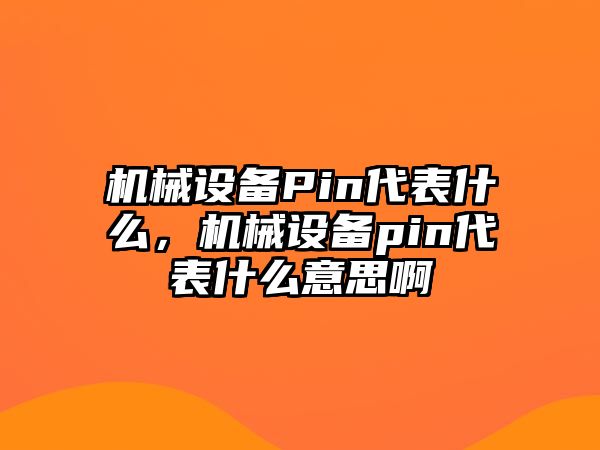 機(jī)械設(shè)備Pin代表什么，機(jī)械設(shè)備pin代表什么意思啊