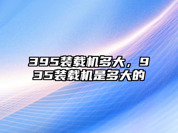 395裝載機(jī)多大，935裝載機(jī)是多大的