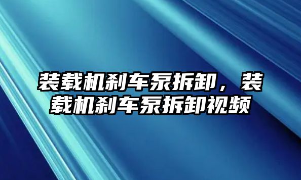 裝載機(jī)剎車泵拆卸，裝載機(jī)剎車泵拆卸視頻