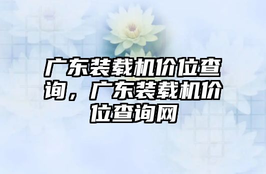 廣東裝載機(jī)價(jià)位查詢，廣東裝載機(jī)價(jià)位查詢網(wǎng)